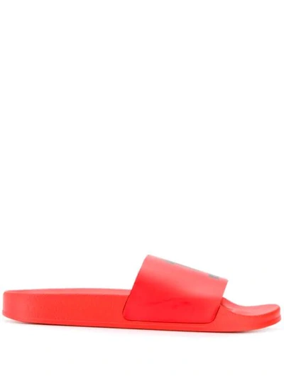 Off-white Double Arrow Graphic Slide Sandals In Red