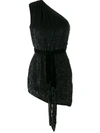 Retroféte Ella One-shoulder Sequin Asymmetric Minidress In Black