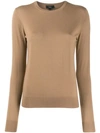 Theory Crew Neck Jumper In Brown