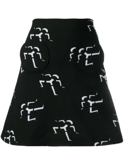 Courrèges Geometric Intarsia Mini Skirt In Black