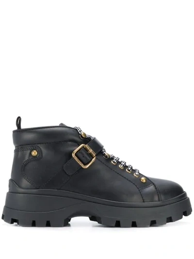 Miu Miu Lace-up Boots In F0002 Black