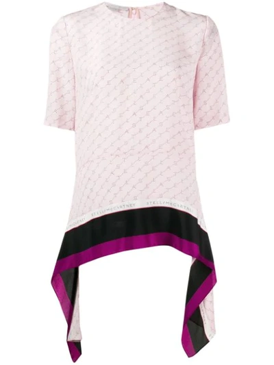 Stella Mccartney Printed Silk Asymmetrical Top In Pink