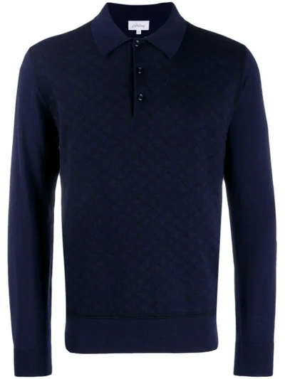 Brioni Knitted Polo Shirt In Blue