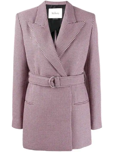 Mulberry Belted Houndstooth Blazer In Pink
