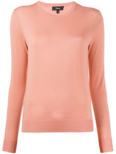 Theory Crew Neck Pullover In Pink
