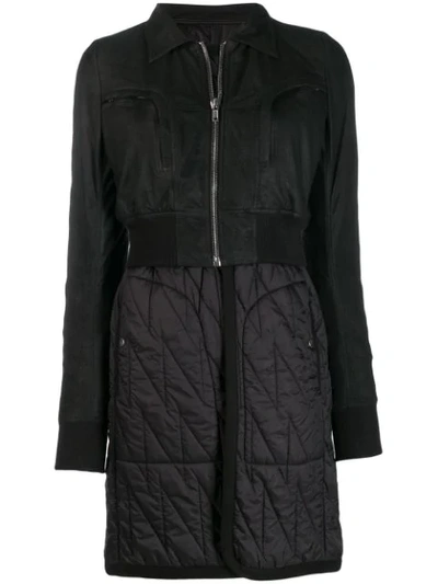 Rick Owens Panelled Layered Coat In Black