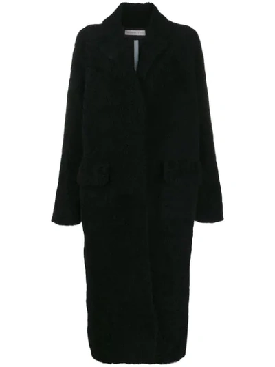 Inès & Maréchal Textured Long-length Coat In Noir