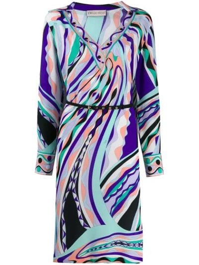 Pucci Abstract Print Midi Dress In Purple