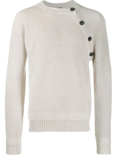 Lanvin Button Shoulder Knitted Sweater In Neutrals
