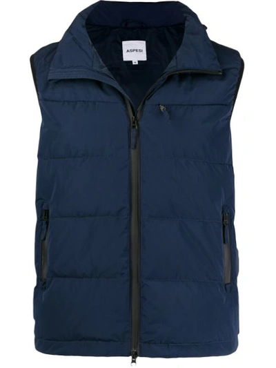 Aspesi Padded Shell Gilet In Blue