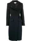Alexander Mcqueen Fitted Double-breasted Coat In Black