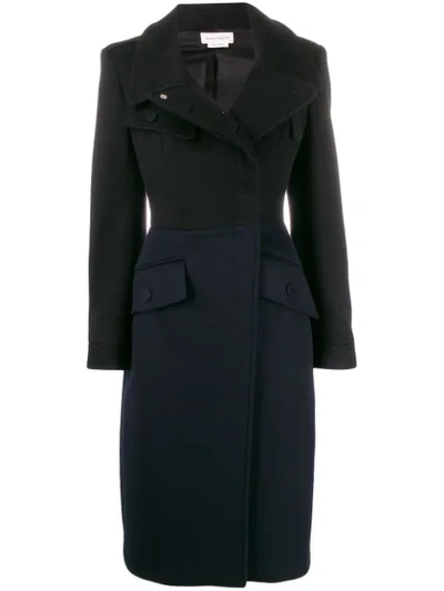 Alexander Mcqueen Fitted Double-breasted Coat In Black