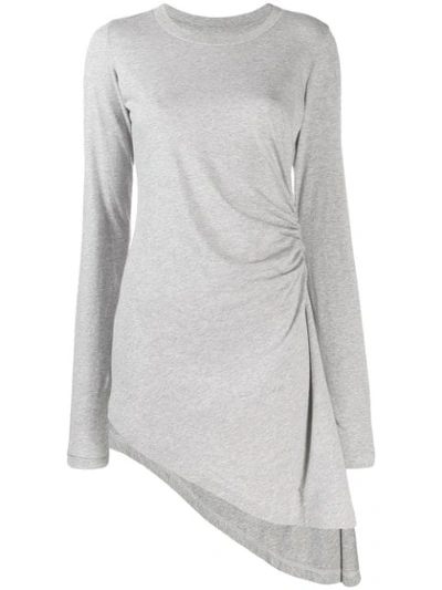 Mm6 Maison Margiela Ruched Asymmetric Top In Grey