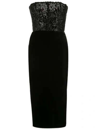 Alex Perry Strapless Huxley Midi Dress In Black