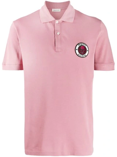 Alexander Mcqueen Skull Logo Patch Polo Shirt In Pink
