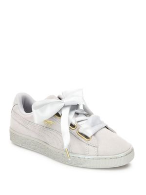 puma basket heart patent white