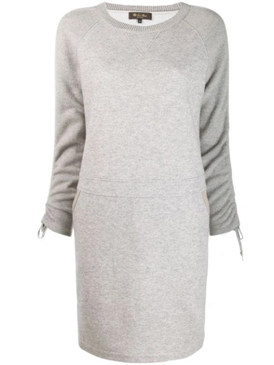 Loro Piana Round Neck Knitted Dress In Grey