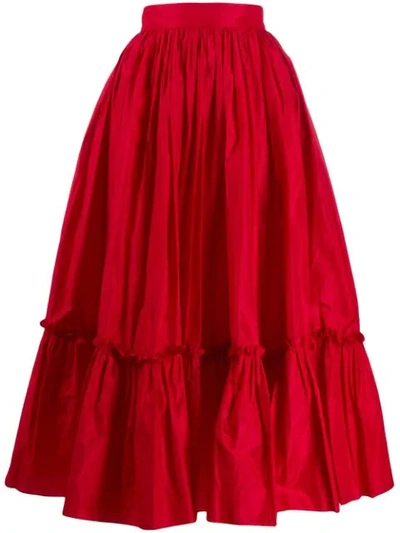 Dolce & Gabbana Ruched Hem Full Skirt In Red