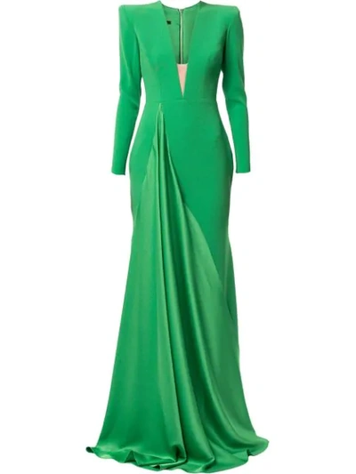 Alex Perry Long Lindy Dress In Green