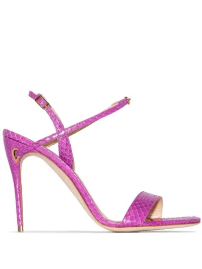 Jennifer Chamandi Tommaso 105mm Croc-effect Sandals In Pink