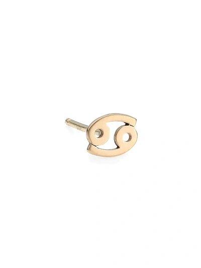 Zoë Chicco Itty Bitty 14k Yellow Gold Zodiac Sign Single Stud Earring In Cancer