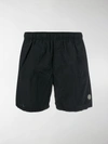 Stone Island Logo Patch Swimming Trunks In Black