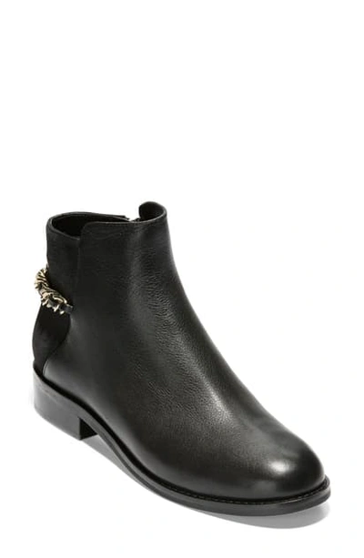 Cole Haan Idina Chain Leather Ankle Boots In Black