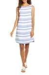 Beachlunchlounge Alina Stripe Linen & Cotton Shift Dress In Wisteria Lane