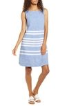 Beachlunchlounge Alina Stripe Linen & Cotton Shift Dress In Saketini