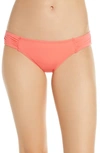 Tommy Bahama Side Shirred Hipster Bikini Bottoms In Paradise Coral