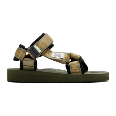 Aries Green Suicoke Edition Depa Cab Sandals