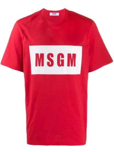 Msgm Logo Print T-shirt In Red