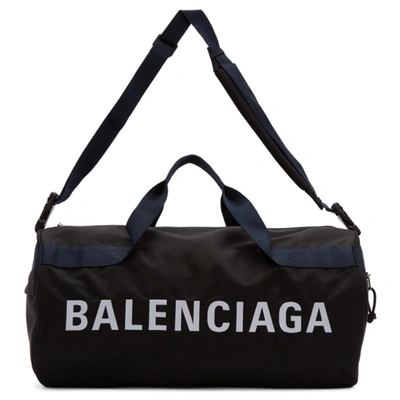 Balenciaga Black And Navy Wheel Gym Bag In 1090 Blknvy