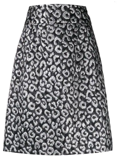 Dolce & Gabbana Leopard Cloqué Skirt In S8350 Black / Grey