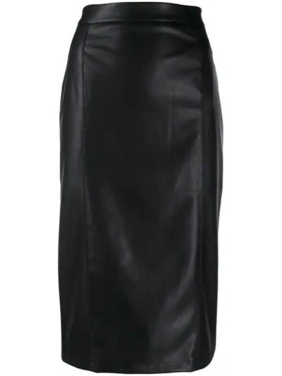 Be Blumarine Faux Leather Pencil Skirt In Black