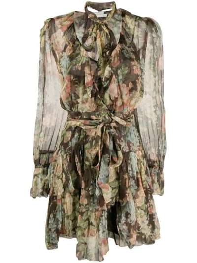 Zimmermann Floral Print Belted Dress - Neutrals