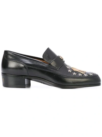 Gucci Leather Loafer With Ny Yankees™ Patch In Blue