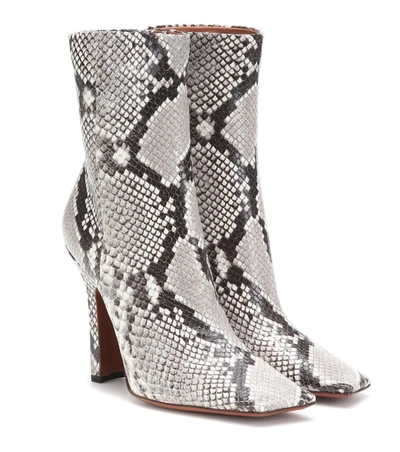 Vetements Boomerang Snake-effect Leather Ankle Boots In Grey