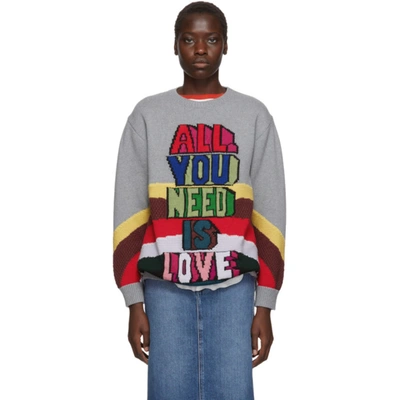 Stella Mccartney Grey The Beatles Edition Virgin Wool 'all You Need Is Love' Sweater