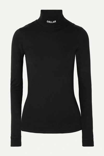 Vetements Printed Cotton-jersey Turtleneck Top In Black