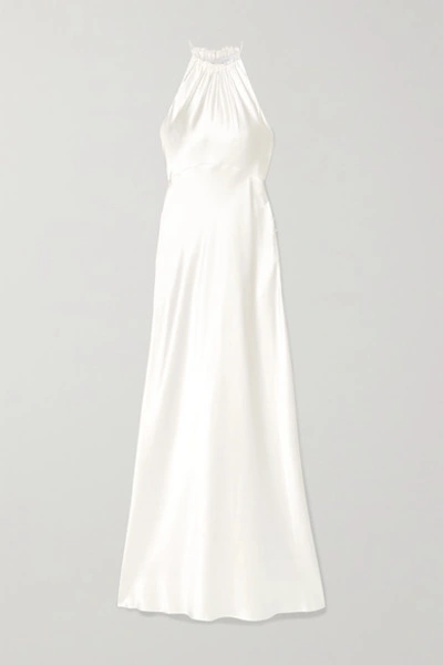 Les Rêveries Silk-charmeuse Halterneck Gown In Ivory