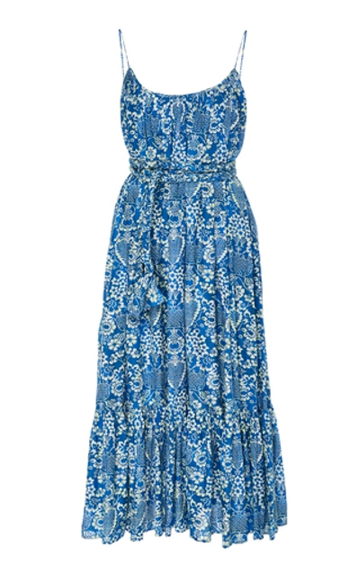Rhode Lea Tiered Floral-print Cotton-poplin Mini Dress In Multi
