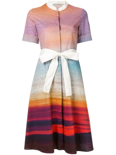 Mary Katrantzou Cecilia Belted Printed Stretch-cotton Poplin Dress In Pink