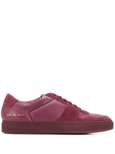 Common Projects Men's Bball Low-top Leather Sneakers In Red