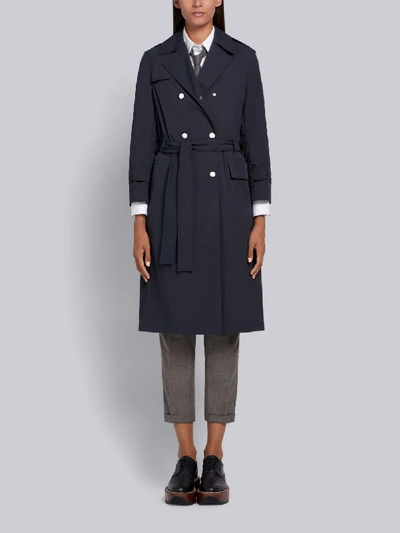 Thom Browne Nylon Shell Trench Coat In Blue