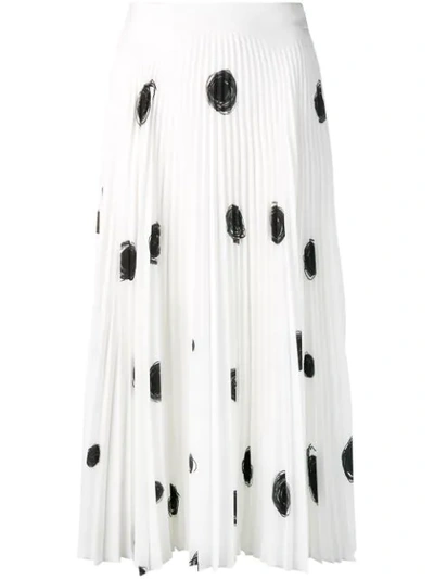 Christopher Kane Polka-dot Cotton-blend Charmeuse Midi Skirt In White