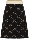 Gucci Gg-jacquard Wool-blend Mini Skirt In Black