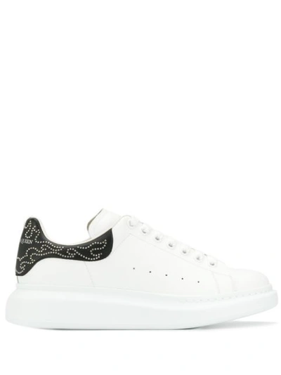 Alexander Mcqueen Studded-heel Raised-sole Leather Trainers In White