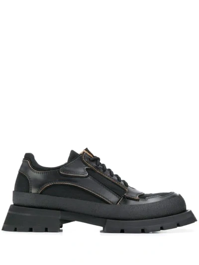 Jil Sander Exaggerated-sole Leather-trim Derby Shoes In Black