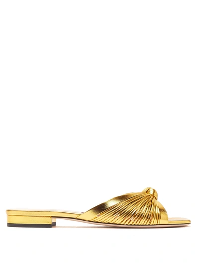 Gucci Crawford Knotted Leather Slides In Gold